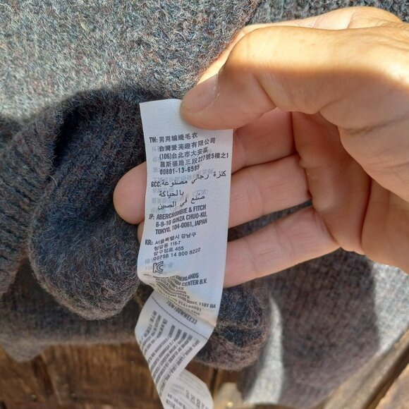 Abercrombie & Fitch Wool Sweater Men's Extra Large Brown Mock 1/4 Zip Pullover - Picture 7 of 10